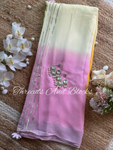 Shimmer Border Pastel Georgette Saree