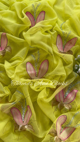 Half Water Lily Hand Painted Saree