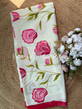 Song of the Tulips Hand Painted Saree