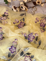 Orchid Fields Hand Painted Organza Saree