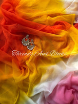 Winter Sunrise Mukaish Saree