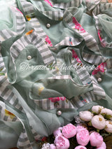 Sage Oxford Stripes Border Saree