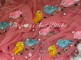 Pink Chirpy Birds Chiffon Saree