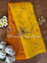 Vintage Floral Cutwork Jaal Saree