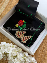 Black Rose Garden Chiffon Saree