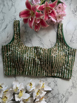 Bottle Green Gota Sitara Blouse