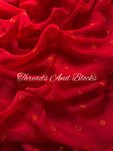 Anaari Laal Bandhani Chiffon Saree