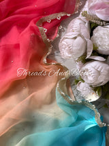 Sharbati Mukaish Saree with Pearl Border