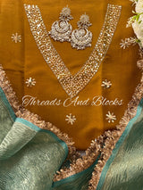 Crushed Tissue Saree with Contrast Blouse