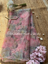 Duchess Rosewood Printed Chiffon Saree