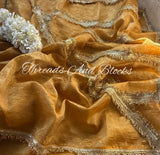 Gold Fringe Palla Tissue Saree