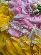 Shimmer Border Pastel Georgette Saree