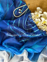 Smokey Indigo Leheriya Saree