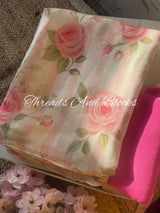 Rosette Stripe Chinnon Saree