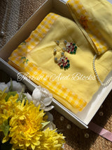 Checkmate Yellow Saree