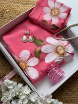 ELARA Handpainted Chiffon Saree