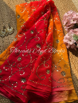 Saffron Radiance Jaal Saree
