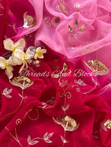 Shaded Pink Jasmine Jaal Saree
