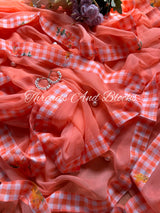 Checkmate Peach Saree