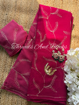 Shaded Pink Bud Jaal Chiffon Saree