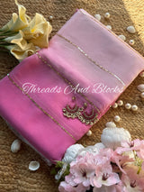 Ombré Lavender Sequin Stripe Saree