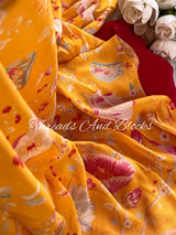 Yellow Calendula Floral Saree