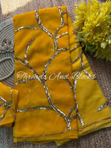 Ombré Yellow Cocktail Jaal Saree