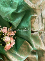 Crushed Tissue Banarasi Border Saree with Pearls