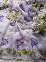 BELLFLOWER Handpainted Chiffon Saree
