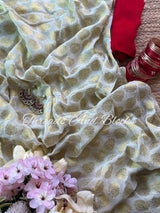 Ivory Georgette Banarasi Buti Saree