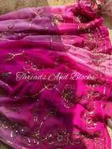 Cascades of Pink Chiffon Saree