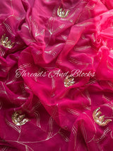 Shaded Pink Bud Jaal Chiffon Saree