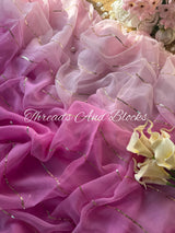 Ombré Lavender Sequin Stripe Saree