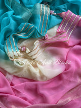 Shimmer Border Pastel Georgette Saree