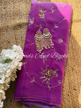 Shaded Purple Floral Jaal Saree