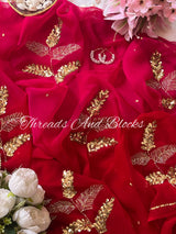 Rani Red Sequin Patti Saree