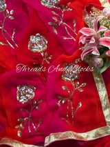 Rani Orange Rose With Lappa Saree