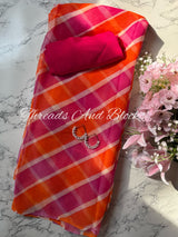 Kesar Gulabi Leheriya Saree