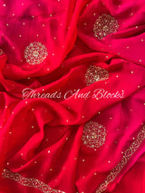 Red Rani CutDaana Glimmer Saree