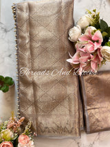 Crushed Tissue Banarasi Border Saree with Pearls