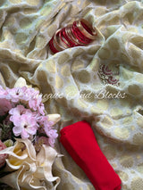 Ivory Georgette Banarasi Buti Saree