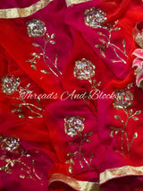 Rani Orange Rose With Lappa Saree