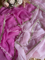 Ombré Lavender Pearl Border Saree