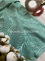 Monotone Sequin Scattered Leaf Buta Saree