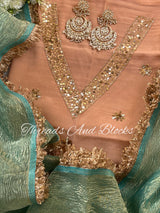 Crushed Tissue Saree with Contrast Blouse