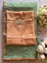 Crushed Tissue Saree with Contrast Blouse