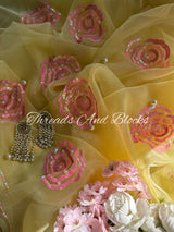 ROOH GULAB Tissue Saree