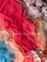 Sharbati Mukaish Saree with Pearl Border