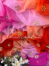 Pink Orange Danka Buti Saree