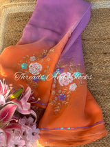 Peach Lavender Floral Bunch Saree